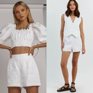 Dissh Jessie White Linen Shorts